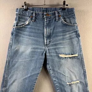Jeans Wrangler uomo 31x32 (adatto 29x30) blu 13MWZ taglio cowboy sbiadito invecchiato - Foto 1 di 22