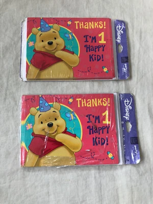 Winnie the Pooh 1st Birthday Thank You Cards 8 Party Express Hallmark 2 Pack New - Image 1 of 2