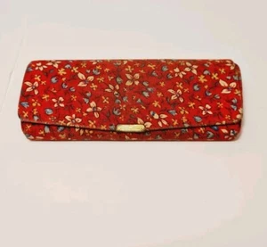 Vintage/Antique Red, Floral Pattern Fabric Glasses Case ~ 18x7x3cm - Picture 1 of 11