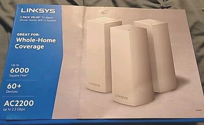 LINKSYS VELOP Mesh Home WiFi System AC2200 Coverage 2.2 Gbps WHW0303 3 Pack - Image 1 of 3