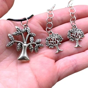 Juego de 3 piezas de collar y pendiente colgante con dije del árbol de la vida de plata regalo para amigo - Imagen 1 de 26