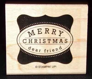 Merry Christmas dear friend Single Rubber Stamp by Stampin Up Set Cute & Curly - Picture 1 of 3