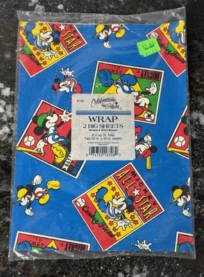 Vtg Disney Christmas Wrapping Paper Mickey Mouse 8⅓' sq. ft. 20x 30 Sheets (2x) - Image 1 of 3