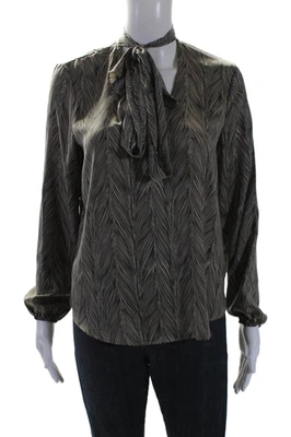 Blusa BB Dakota Mujer Estampado Rayas Cuello Atado Manga Larga Beige Talla XS Foto 1 de 4