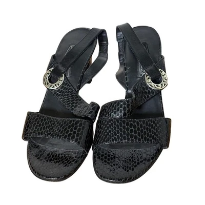 Brighton Rivoli Women's Black Patent Leather Snake Print Slingback Heel Size 7M  - Image 1 of 4