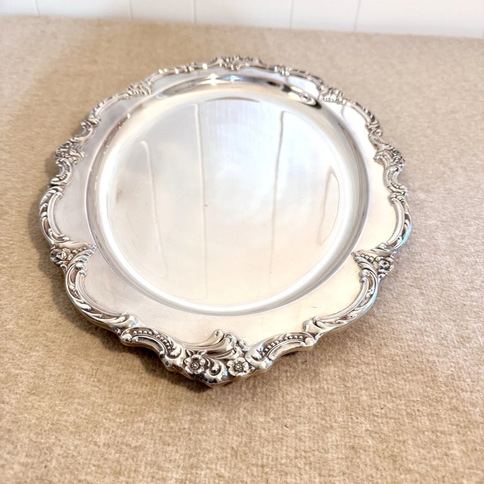 Bandeja plateada Reed & Barton 1106 Tara Hall 18,5” bandeja ovalada vintage ornamentada Foto 1 de 4