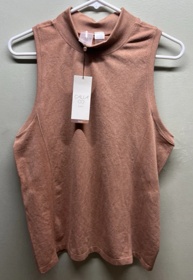 Calia sleeveless golf shirt womens plus size XXL dark orange mock seamless