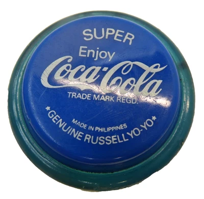 VINTAGE 1988 BLUE COCA COLA RUSSELL HARD PLASTIC YOYO - Image 1 of 4