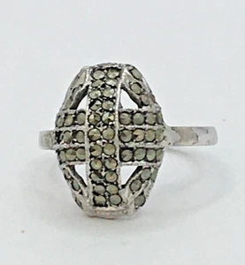 Vintage Sterling Silver 925 Ring Marcasite Size N1/2 4g   J38 P61 - Picture 1 of 11