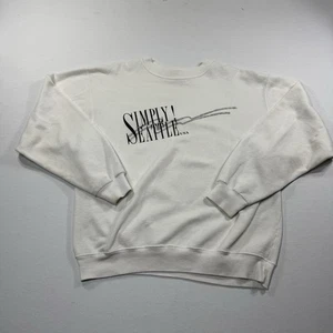 VTG 90s Simply Seattle Washington Crewneck Sweatshirt Mens Size XL White ** - Picture 1 of 11