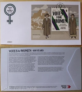 Jersey Stamps: "Votes for Women" £2 Miniature Sheet First Day Cover 2018 - Picture 1 of 3