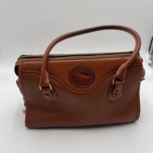Dooney & Bourke Womens Brown Leather Bottom Stud Top Handle Satchel Bag - Picture 1 of 14