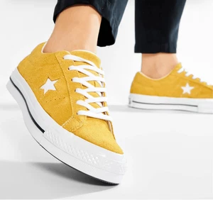 Converse Herren 10 One Star Ox Sneaker Gelb Wildleder Freizeitschuhe - Bild 1 von 9