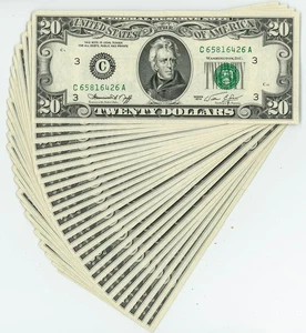 FR #2071C $20 1974 (25) Federal Reserve Notes Philadelphia Consecutive DC-6279 - Picture 1 of 3