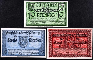DIEPHOLZ 1920 "Schrödersche Buchdruckerei" printer Complete Set German Notgeld - Picture 1 of 2