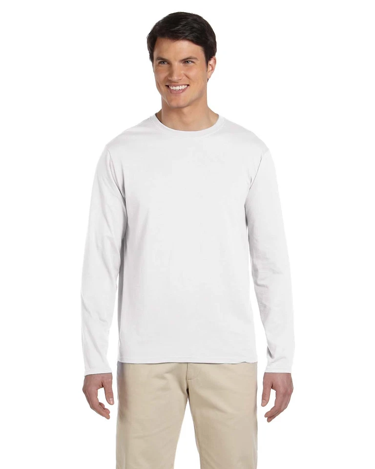 Gildan Mens Long Sleeve T-Shirt 100% Cotton Crewneck Taped Neck G644 - Image 1 of 1
