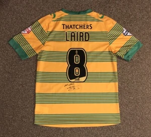 Marc Laird Matchworn & Signed Yeovil Town 2015/16 Away Shirt, Medium, VGC - Picture 1 of 13