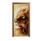 Removable Door Sticker Mural Decal Wrap Painting Abstract Animal Cat Lion