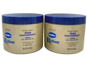 2x Vaseline Radiant X Deep Nourishment Body Cream 100% Shea Butter Coconut 10oz - Picture 1 of 2