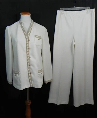 Traje Pantalones de Ocio de Poliéster Blanco Invierno Montgomery Wards Años 80 Talla 15/16 (L) Foto 1 de 4