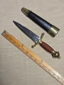 Double edge Dagger, wire-wrapped grip, brass crossguards, with scabbard - Picture 1 of 4
