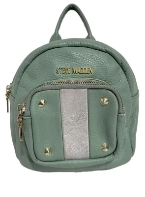 STEVE MADDEN Mini Backpack Crossbody Satchel Bag Green Gold Hardware Studs Mint - Image 1 of 4