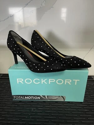 ROCKPORT 75mm Total Motion Women’s Pump Sz 6M Black Kid Suede Stud NIB - Image 1 of 4