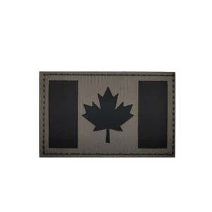 Reflexivo Canadá IR CA Bandera Nación Gancho Bucle Parche Fijador de Respaldo Insignia Gris - Imagen 1 de 2