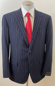 NEW NWT RAFFAELE CARUSO SUIT 52R 42 REG NAVY PINSTRIPE ITALY