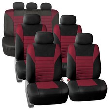3 Row 7 Seaters SUV Seat Covers for Auto 3D Mesh Burgundy Black Full Set