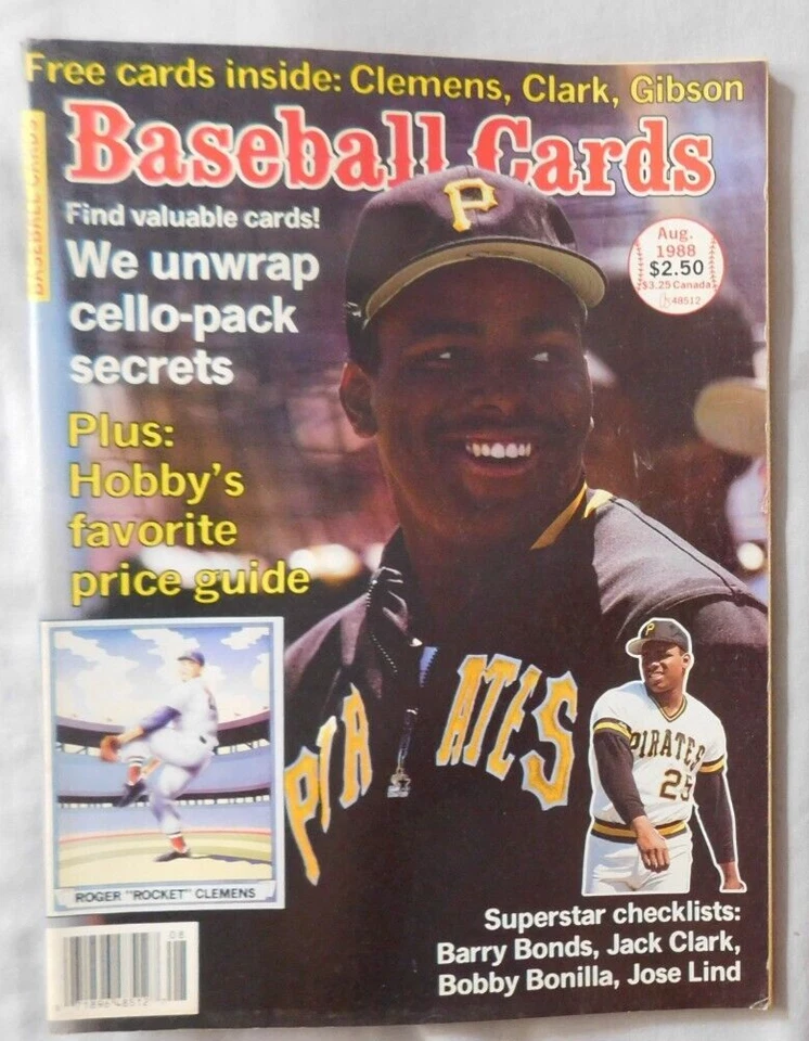 Aug 1988 Baseball Card Magazine Bobby Bonilla Pittsburgh Pirates no Cards Ex - Image 1 of 1