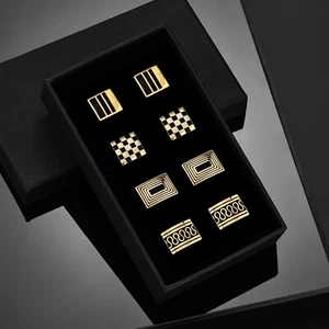 French Fashion Enamel Gold Plated Copper Cufflinks - Picture 1 of 14