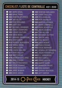 2014-15 O-Pee-Chee Rainbow #500 Checklist - Picture 1 of 2