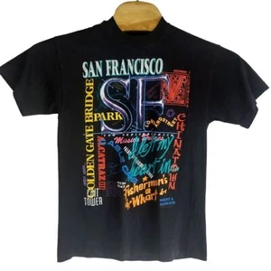 Hanes Beefy T Herren Medium Schwarz 1990 San Francisco Kurzarm T-Shirt - Bild 1 von 5