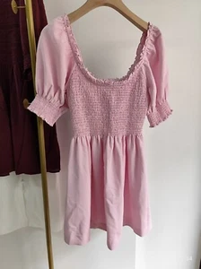 Neu ohne Etikett Hill House Nap Kleid rosa gesmokt Puffärmel Small - Bild 1 von 8