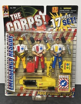 Lanard The Corps 1999! Emergencia rescate 3 hombres tripulación embarcación acuática 4" 17 piezas #3783 Foto 1 de 4