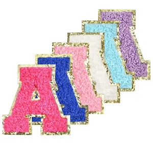 6Pcs Self Adhesive Chenille Letter Patches Iron on Varsity Preppy Letter Patc... - Picture 1 of 7