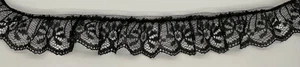 1 ZOLL SCHWARZ GERÜSCHTE SPITZE STOFFBORTE 25 YARDS BORTE - Bild 1 von 1