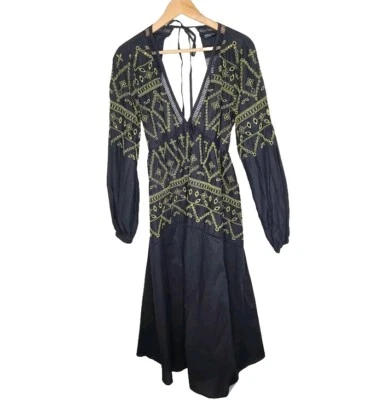 Платье ASOS Design с вышивкой на пуговицах черное размер 8 - Изображение 1 из 4