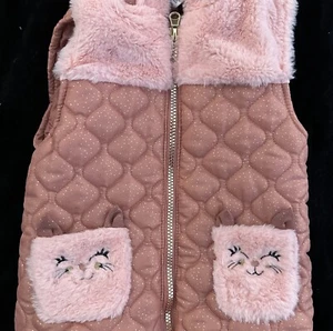 Little Lass girls size 4 hooded vest mustard color Pink. - Picture 1 of 6