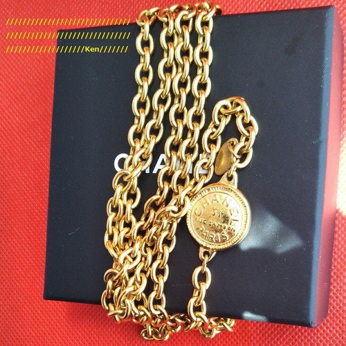 CHANEL Collana Catena AUTENTICA Coco Vintage Rara 31 RUE CAMBON MONETA 1CM ORO CC F S
