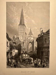 Église St. Croix Chari France 1851 Antike Loire Stahlstich Illustration Château - Bild 1 von 8