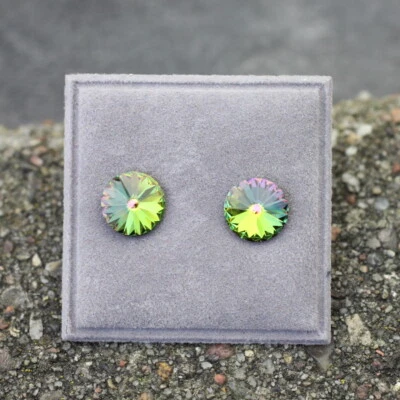 8 mm Rivoli Ohrstecker Ohrringe mit Swarovski Kristallen Vitrail Medium - Bild 1 von 4