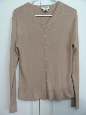 CÁRDIGAN TALBOTS MUJER TALLA GRANDE L/S MARRÓN ABOTONADO SEMINUEVO Foto 1 de 3