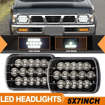 For Nissan D21 Pickup 1986-1994 PAIR 7x6" 5X7" LED Headlights High-Low Beam DOT - Image 1 of 4