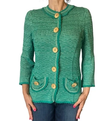 Cárdigan mediano para mujer MANOUSH PAULINE verde dorado tejido algodón Foto 1 de 4