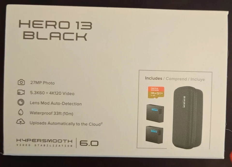 NEW GoPro HERO13 Black Action Camera Bundle w/ 2 Enduro Battery+Case+ 128GB card - Image 1 of 1
