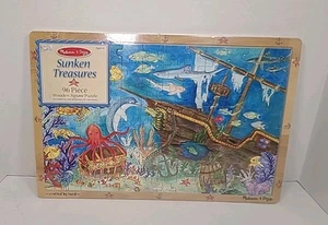 Melissa & Doug 96 pc Wooden Jigsaw Puzzle Sunken Treasures Kids' Ocean Sea 18x12 - Picture 1 of 5