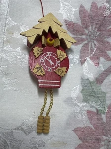 Reloj de cuco de madera alemán de colección adorno pintado a mano estilo Erzgebirge mini decoración - Imagen 1 de 6