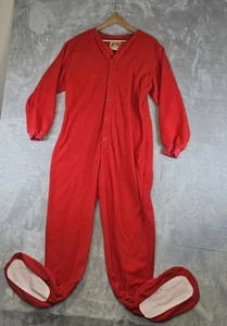 Big Feet Pajamas Medium Red Fleece Adult Footed Pajamas Male or Female - Picture 1 of 15